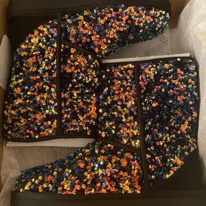 UGG Size 8 (39) Womens Classic Short Stellar Sequin Blue Boots New in Box